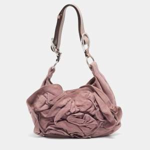 Yves Saint Laurent Old Rose Leather and Suede Nadia Hobo