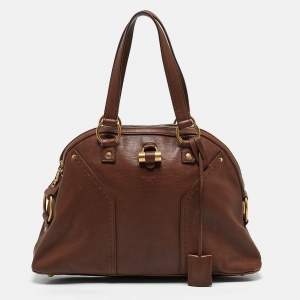 Yves Saint Laurent Brown Leather Large Muse Bag