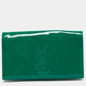 Yves Saint Laurent Green Patent Leather Belle De Jour Flap Clutch