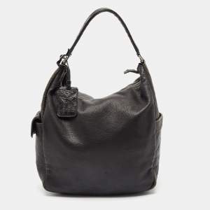 Yves Saint Laurent Black Pebbled Leather and Alligator Multy Hobo