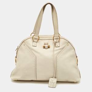 Yves Saint Laurent Off White Leather Medium Muse Satchel