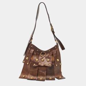 Yves Saint Laurent Two Tone Brown Suede and Leather Rive Gauche Shoulder Bag