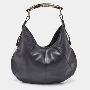 Yves Saint Laurent Black Leather Mombasa Hobo