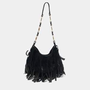 Yves Saint Laurent Black Suede and Leather La Boheme Hobo