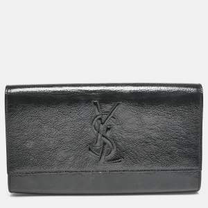 Pre Owned Yves Saint Laurent Black Patent Leather Belle De Jour Flap Clutch