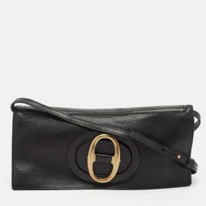Yves Saint Laurent Black Leather Flap Clutch Bag