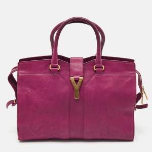 Yves Saint Laurent Magenta Leather Medium Cabas Chyc Tote