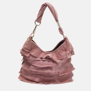 Yves Saint Laurent Pink Suede Small St. Tropez Hobo
