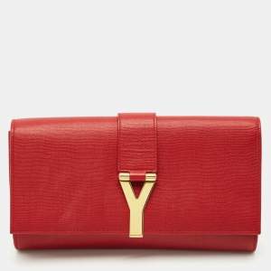 Yves Saint Laurent Red Leather Ligne Y Clutch