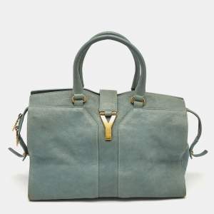 Yves Saint Laurent Light Blue Leather Medium Cabas Chyc Tote