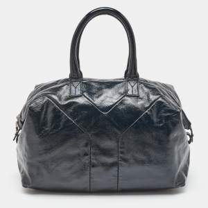 Pre Owned Yves Saint Laurent Midnight Blue Patent Leather Easy Y Satchel