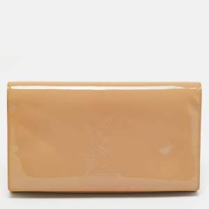 Pre Owned Yves Saint Laurent Beige Patent Leather Belle De Jour Clutch