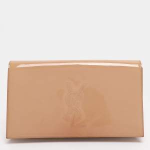 Pre Owned Yves Saint Laurent Beige Patent Leather Belle De Jour Flap Clutch