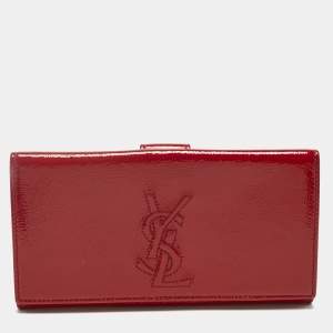 Pre Owned Yves Saint Laurent Red Patent Leather Belle De Jour Continental Wallet
