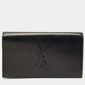 مملوكة مسبقًا حقيبة كلتش إيف سان لوران بيل دو جور جلد أسود لامع