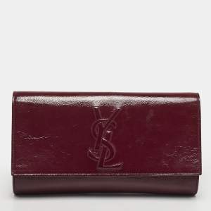 مملوكة مسبقًا Yves Saint Laurent Belle De Jour Burgundy Patent Leather Clutch