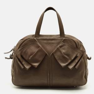 مملوكة مسبقًا Yves Saint Laurent Obi Bow Brown Leather Satchel