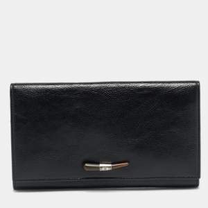 مملوكة مسبقًا Yves Saint Laurent Mombasa Black Leather Continental Wallet