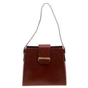 Pre Owned Yves Saint Laurent Maroon Leather Shoulder Bag
