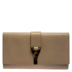 Pre Owned Saint Laurent Paris Beige Leather Y-Ligne Clutch