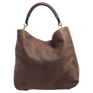 Pre Owned Yves Saint Laurent Brown Leather Large Roady Hobo