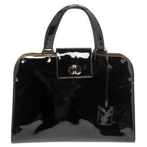 Pre Owned Yves Saint Laurent Black Patent Leather Large Uptown Satchel