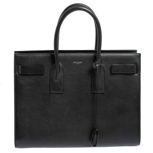 Pre Owned Saint Laurent Paris Black Leather Medium Sac De Jour Tote