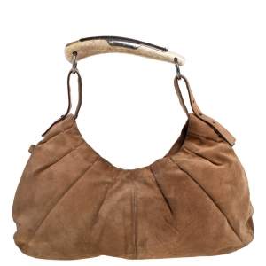 Pre Owned Yves Saint Laurent Brown Suede Mombasa Hobo