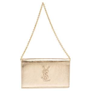 Pre Owned Yves Saint Laurent Metallic Gold Leather Belle De Jour Chain Clutch