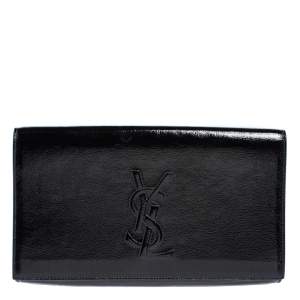 Pre Owned Yves Saint Laurent Black Patent Leather Belle De Jour Clutch