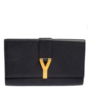 Pre Owned Yves Saint Laurent Blue Leather Y-Ligne Clutch