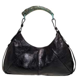 Pre Owned Yves Saint Laurent Black Leather Mombasa Hobo