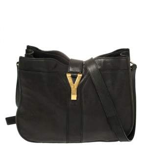 Pre Owned Yves Saint Laurent Black Leather Medium Cabas Chyc Shoulder Bag