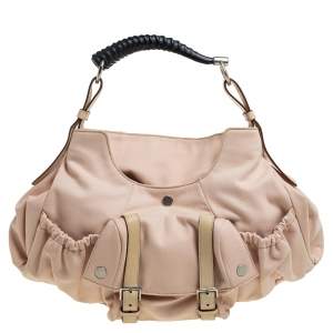 Pre Owned Yves Saint Laurent Beige Canvas and Leather Horn Mala Mala Bag