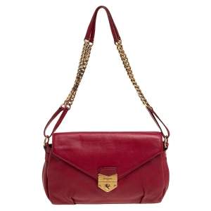 Pre Owned Yves Saint Laurent Red Leather Dandy Shoulder Bag
