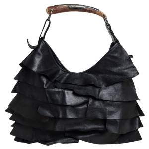 Pre Owned Yves Saint Laurent Black Leather St. Tropez Mombasa Hobo