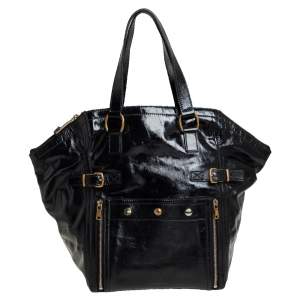 Pre Owned Yves Saint Laurent Black Patent Leather Large Downtown Tote