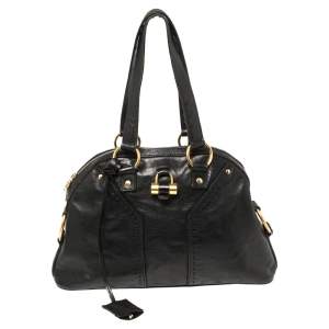 Pre Owned Yves Saint Laurent Black Leather Medium Muse Satchel