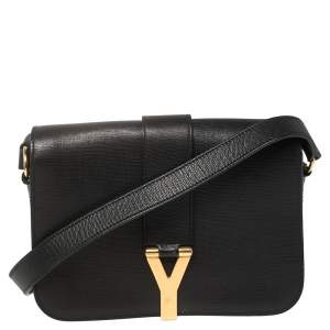 Pre Owned Yves Saint Laurent Black Leather Medium Chyc Flap Bag
