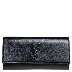 Pre Owned Yves Saint Laurent Black Patent Leather Small Belle De Jour Flap Clutch