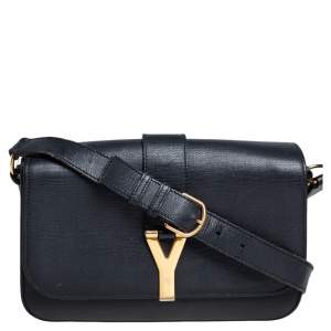 Pre Owned Yves Saint Laurent Black Leather Large Chyc Flap Bag