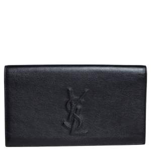 Pre Owned Yves Saint Laurent Black Leather Belle De Jour Flap Clutch