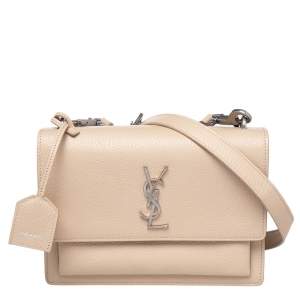 Pre Owned Saint Laurent Beige Leather Medium Sunset Shoulder Bag