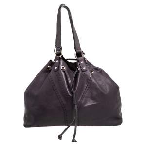 Pre Owned Yves Saint Laurent Purple/Bronze Leather Neo Reversible Shopper Tote