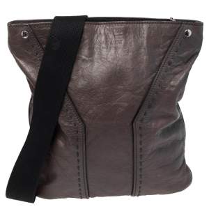 Yves Saint Laurent Grey Leather Messenger Bag