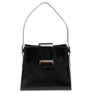 Pre Owned Yves Saint Laurent Black Leather Vintage Flap Shoulder Bag