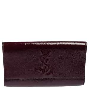 Pre Owned Yves Saint Laurent Burgundy Patent Leather Belle De Jour Clutch