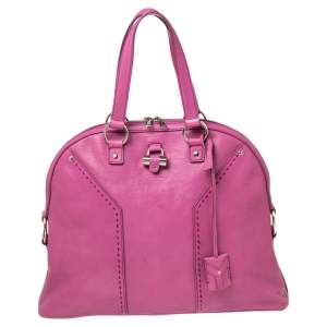 Pre Owned Yves Saint Laurent Bubble Gum Pink Leather Oversized Muse Bag