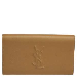 Pre Owned Yves Saint Laurent Beige Leather Belle De Jour Flap Clutch