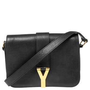 Pre Owned Yves Saint Laurent Black Leather Medium Chyc Flap Bag